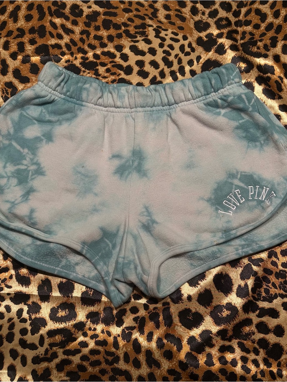 ❌SOLD❌ Preloved Victoria’s Secret Pink Blue Tie Dye Sweat Shorts
